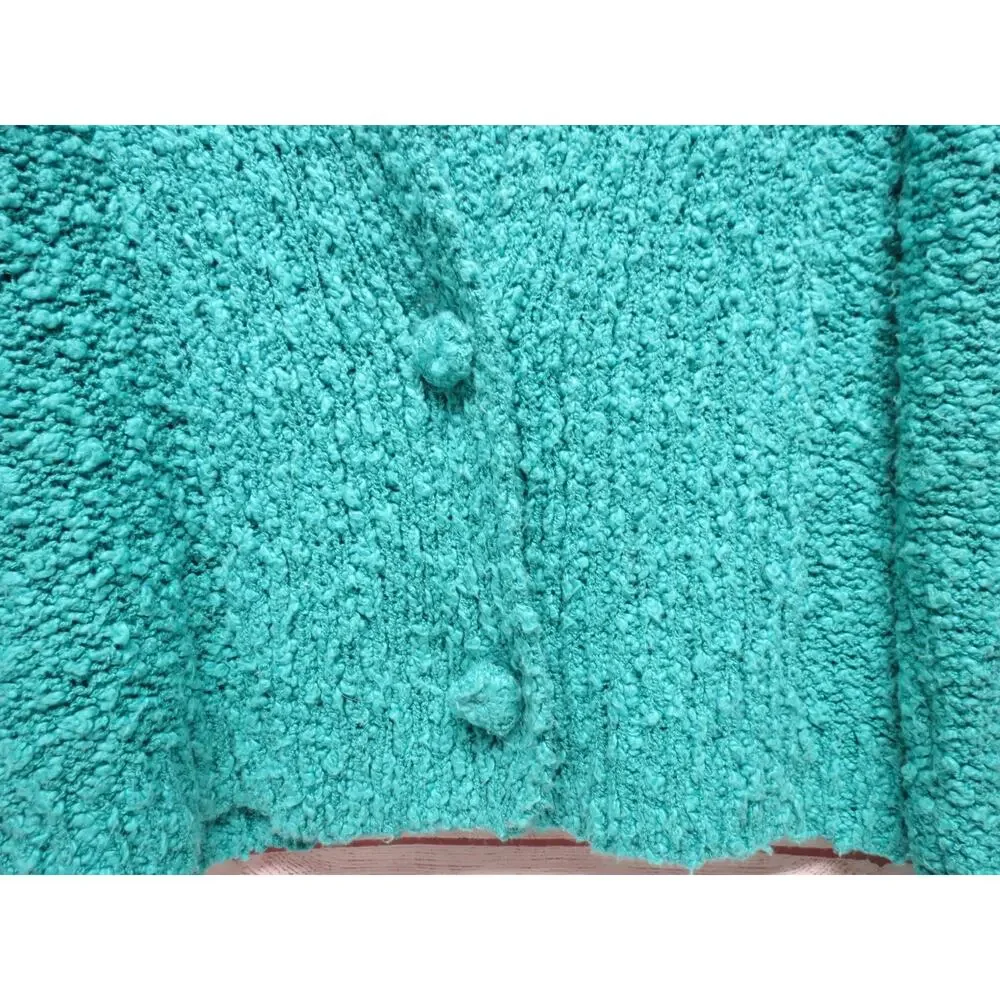 Vintage Nathan Road Sz L Aqua Chunky Texture Low Button Cardigan Sweater